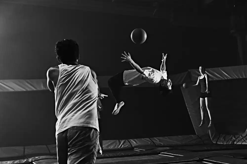 Intense dodgeball court action
