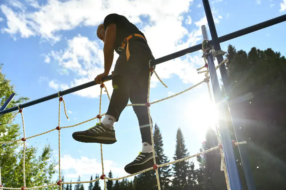 Person completing an obstacle
